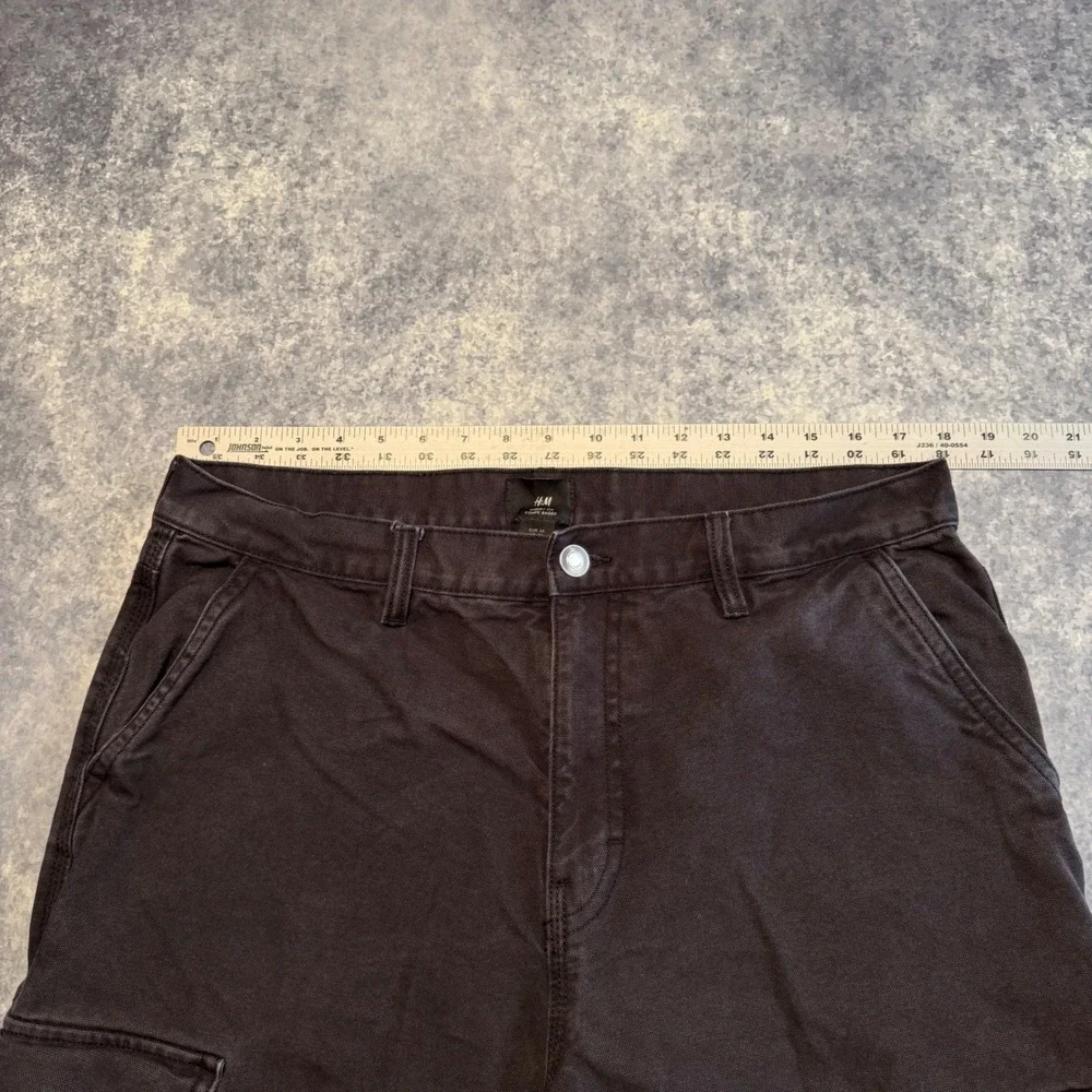 HM Baggy Fit Coupe Baggy Mens Carpenter Pants Black 34x30 Cotton Canvas Workwear